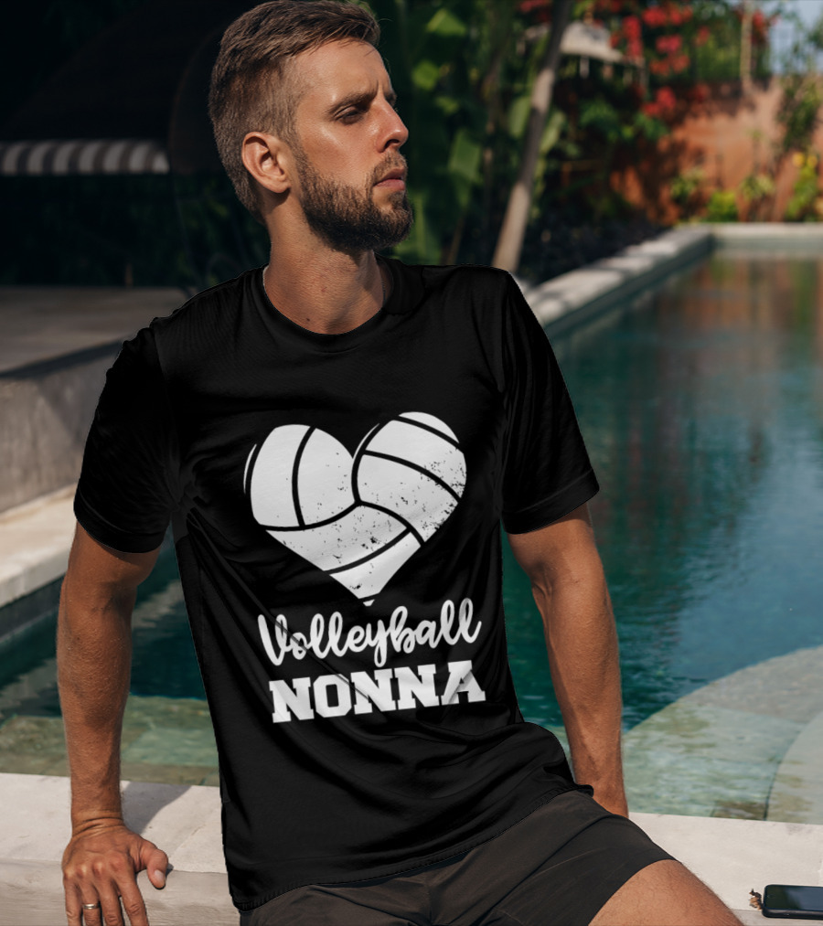 Volleyball Nonna Distressed Heart T-Shirt