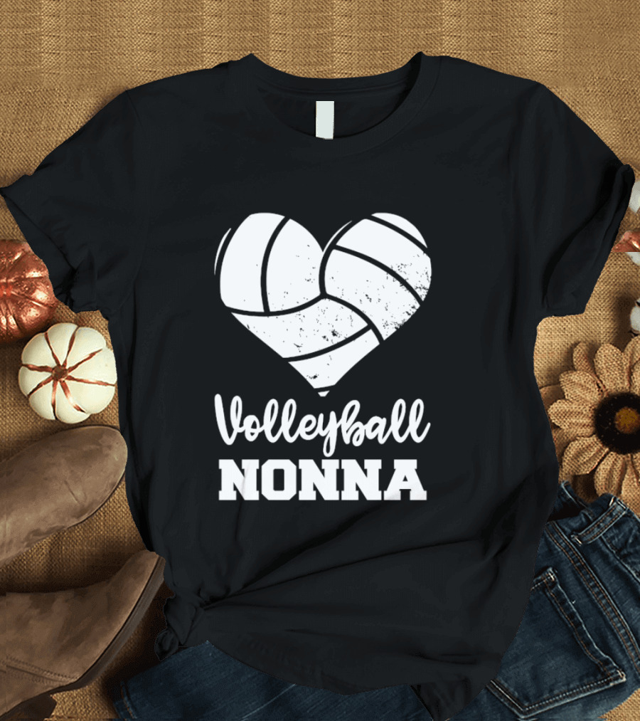 Volleyball Nonna Distressed Heart T-Shirt
