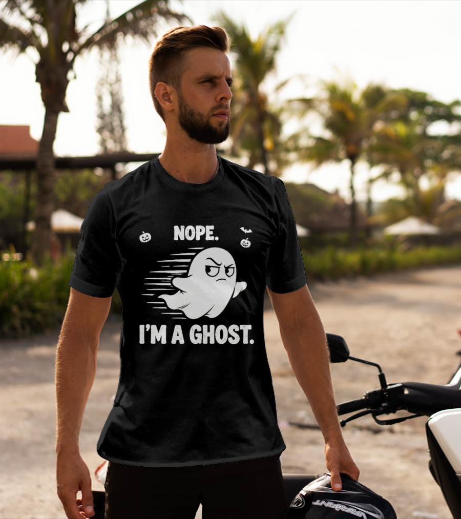 Nope I'm A Ghost Halloween Spooky With Pumpkins And Bats T-Shirt