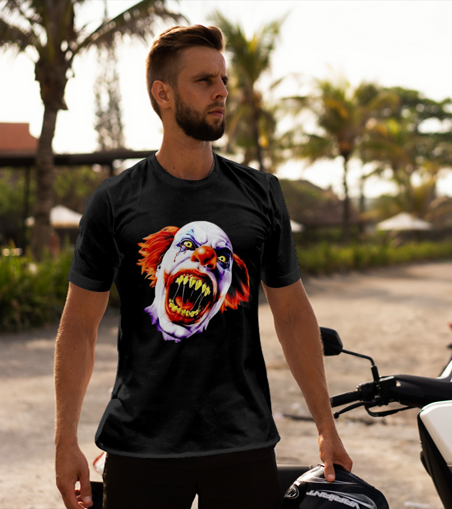 Scary Pennywise The Clown IT Horror Teeth And Fiery Hair T-Shirt