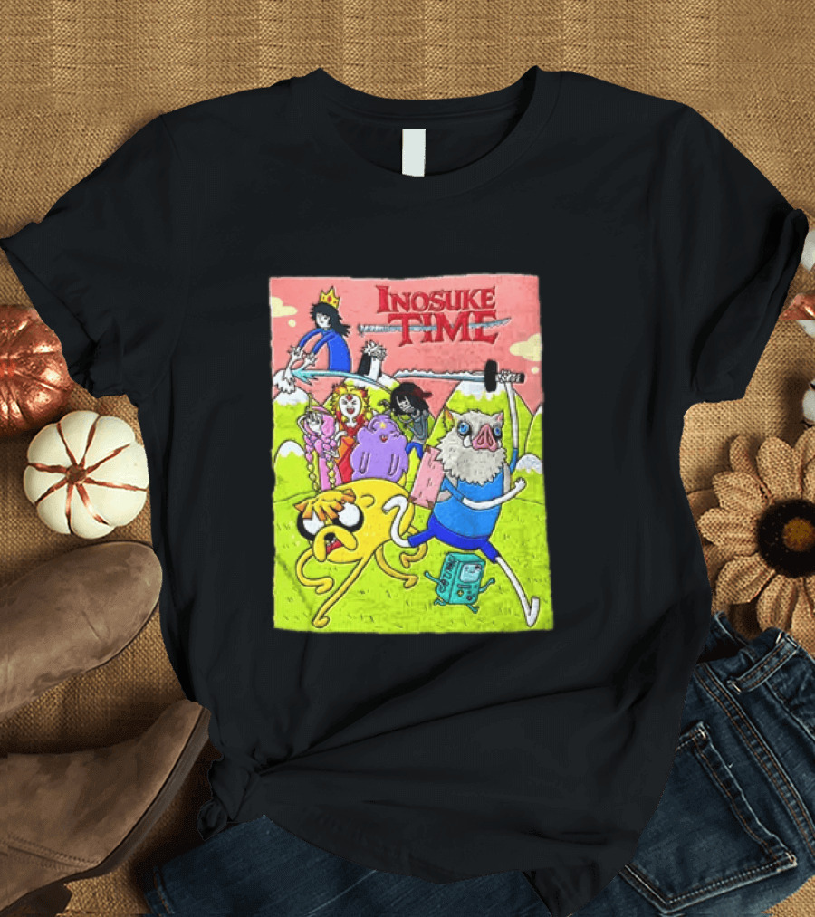 Inosuke Time Adventure With Demon Slayer Crossover Characters T-Shirt