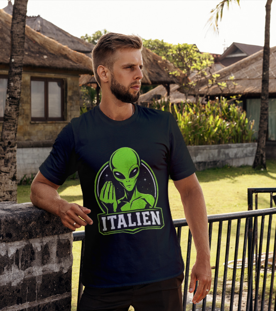 Italien Alien Hand Gesture Space Humor T-Shirt