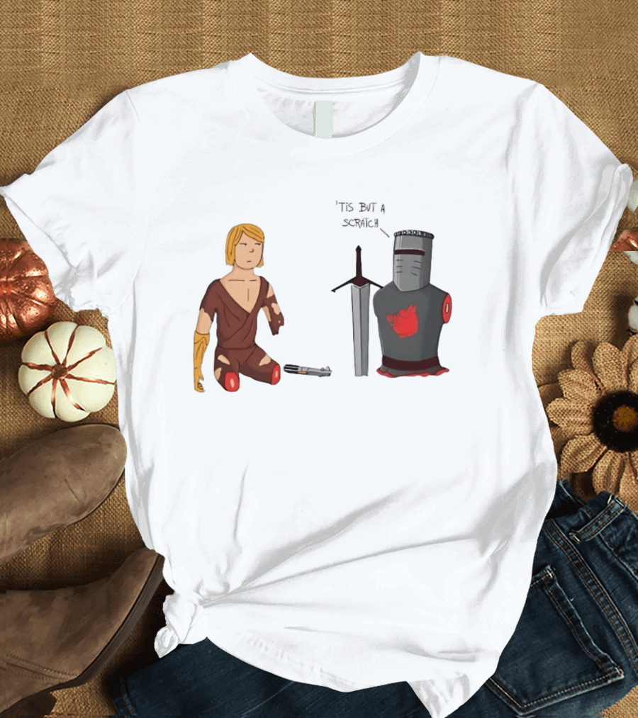 Anakin Skywalker And The Black Knight 'Tis But A Scratch Crossover Humor T-Shirt