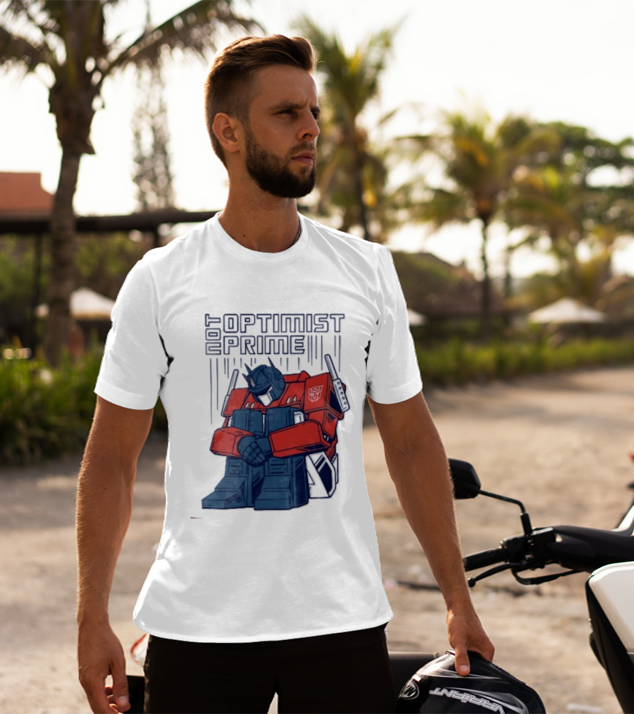 Optimist Prime Depressed Sad Robot Autobots Sitting T-Shirt