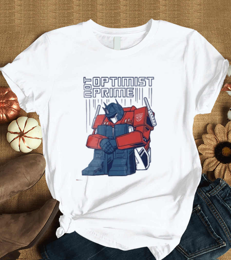 Optimist Prime Depressed Sad Robot Autobots Sitting T-Shirt