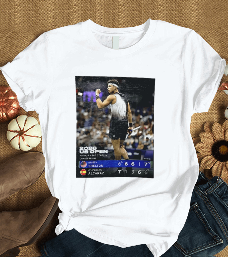 2026 US Open Arthur Ashe Stadium Quarterfinal Ben Shelton Vs Carlos Alcaraz T-Shirt
