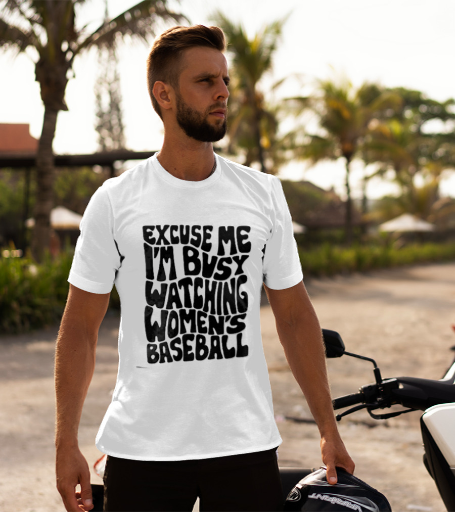 Excuse Me I'm Busy Ing Women's Baseball Doodlebymeg Groovy Wavy T-Shirt