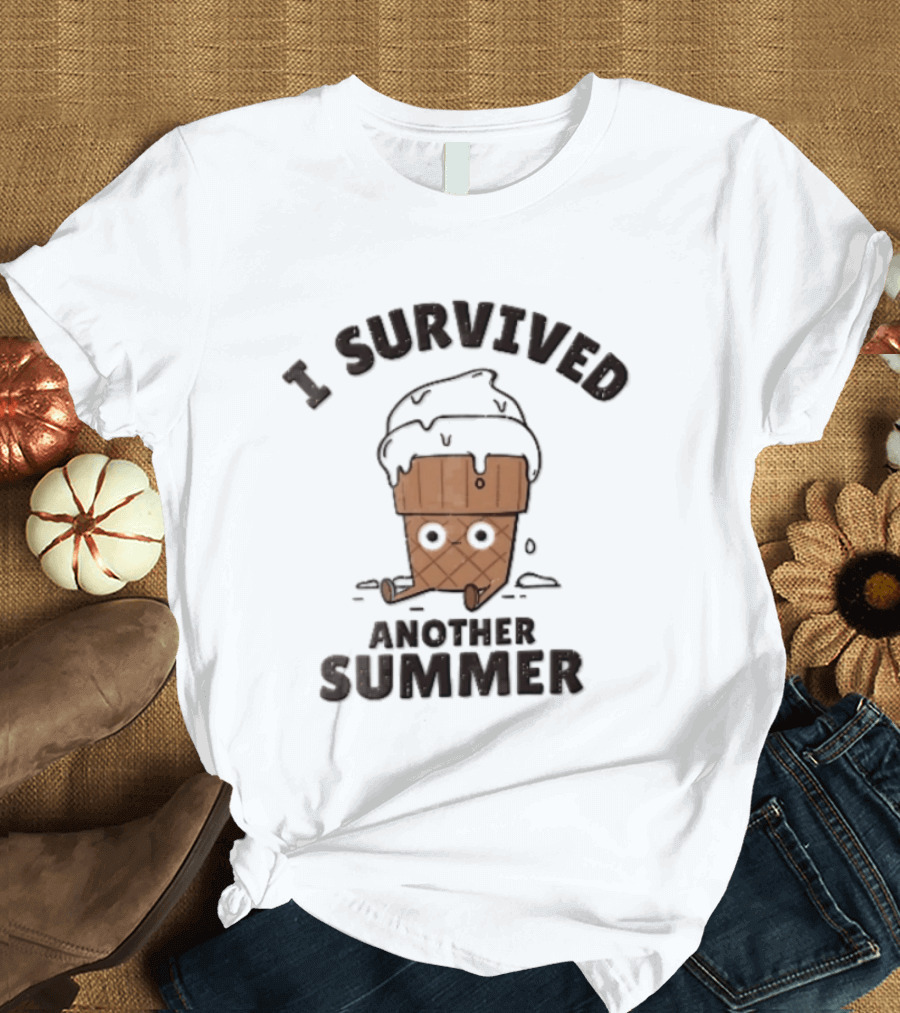 I Survived Another Summer Melting Ice Cream Cone Sitting T-Shirt