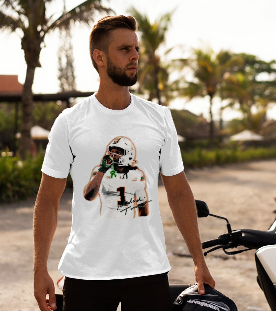 Miami Hurricanes Malachi Toney Player Photo Orange Glow NCAA Acc T-Shirt