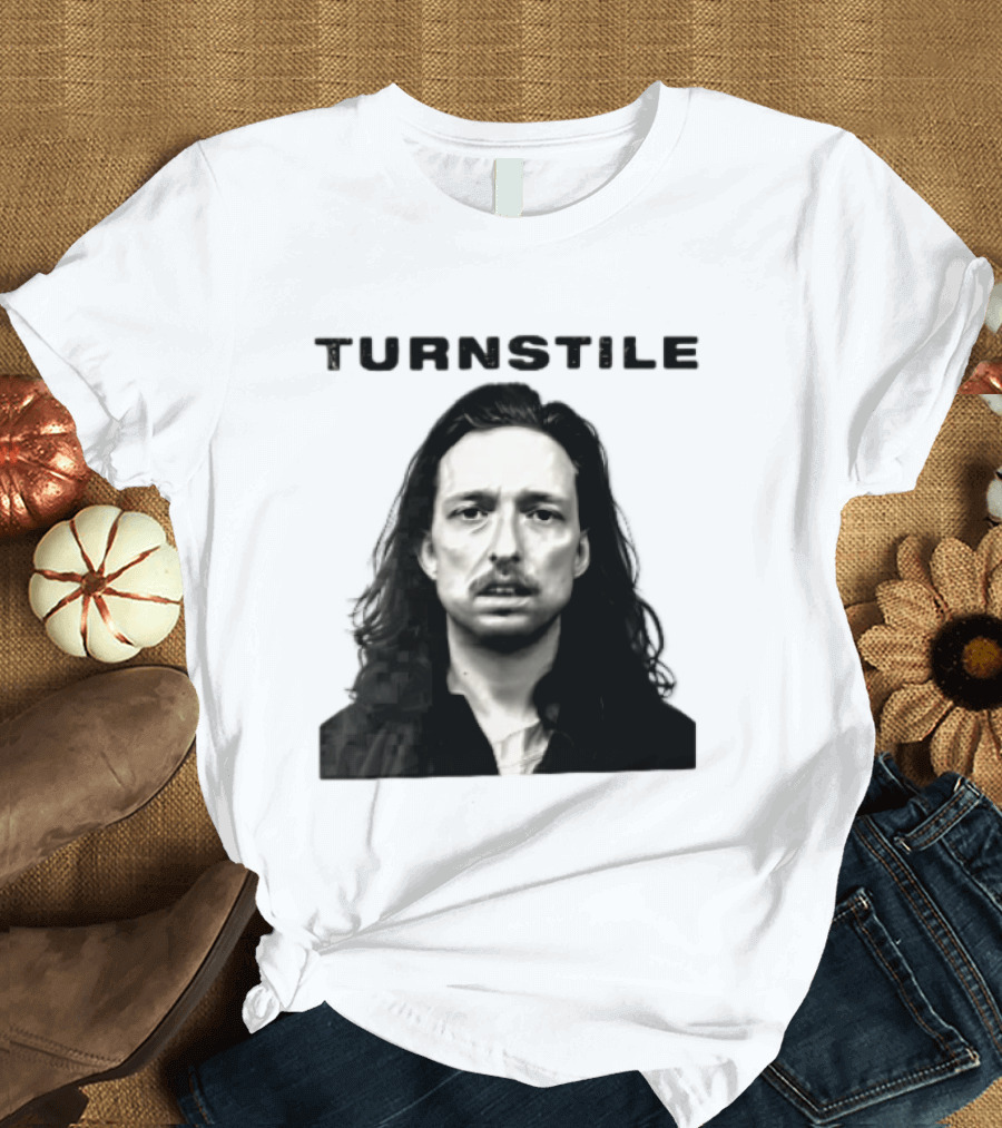 Turnstile Distressed Font Black And White T-Shirt