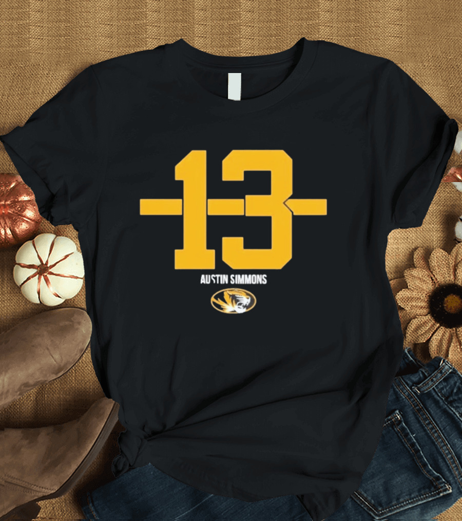 Austin Simmons 13 Missouri Tigers Number T-Shirt