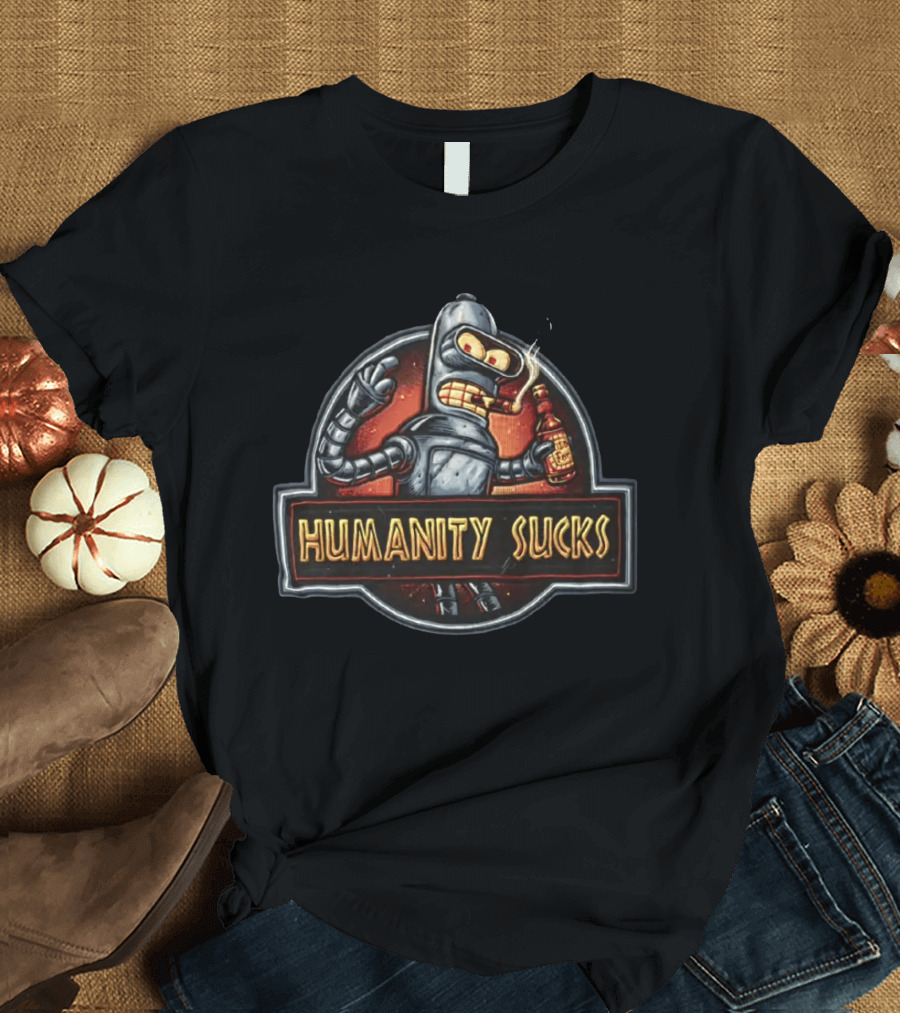 Bender Humanity Sucks Futurama Robot Beer T-Shirt