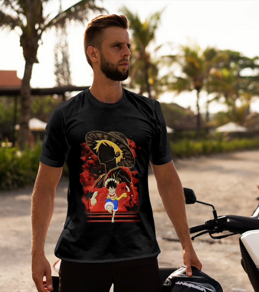 Monkey D Luffy Adventure Icon One Piece Anime Running Figure T-Shirt
