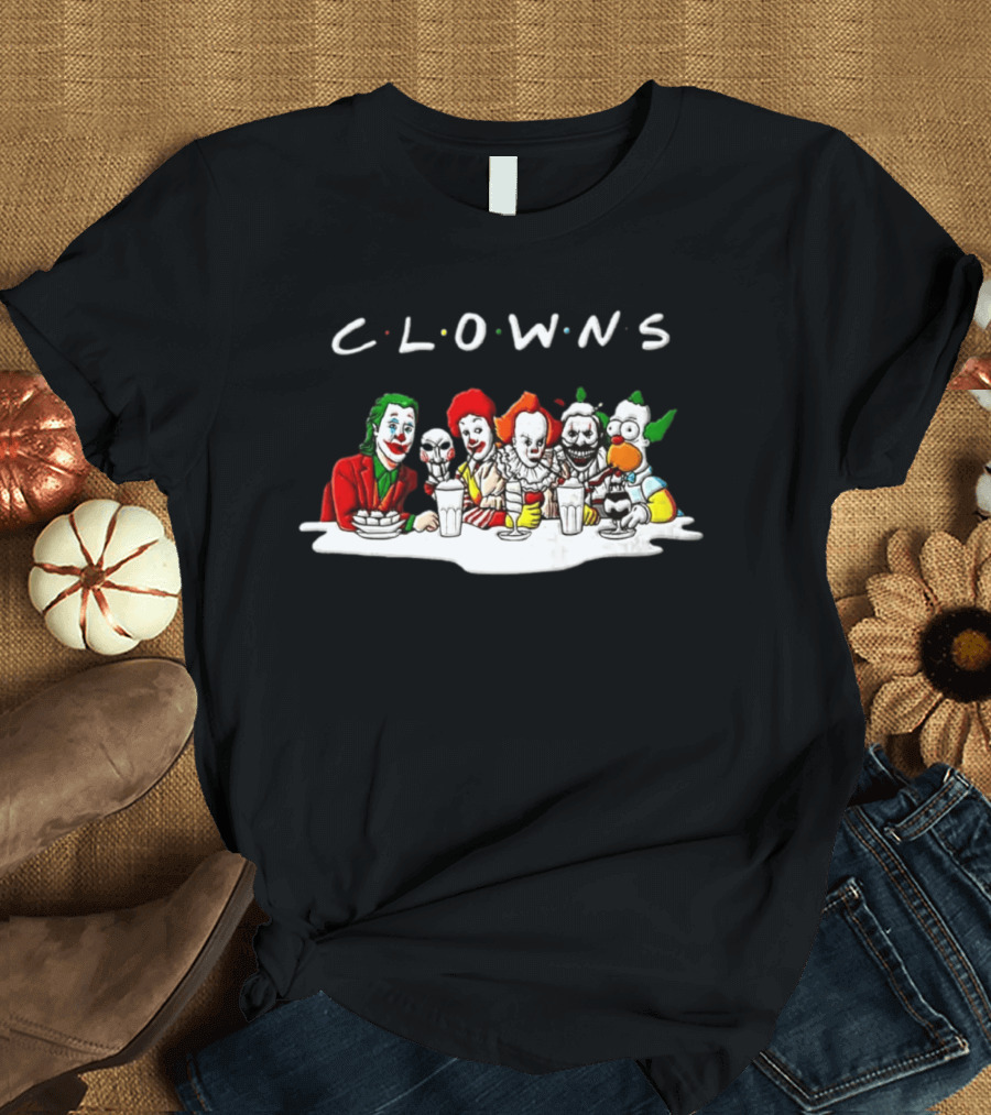 Clowns Joker Billy Ronald McDonald Pennywise Parody Milkshake Scene T-Shirt
