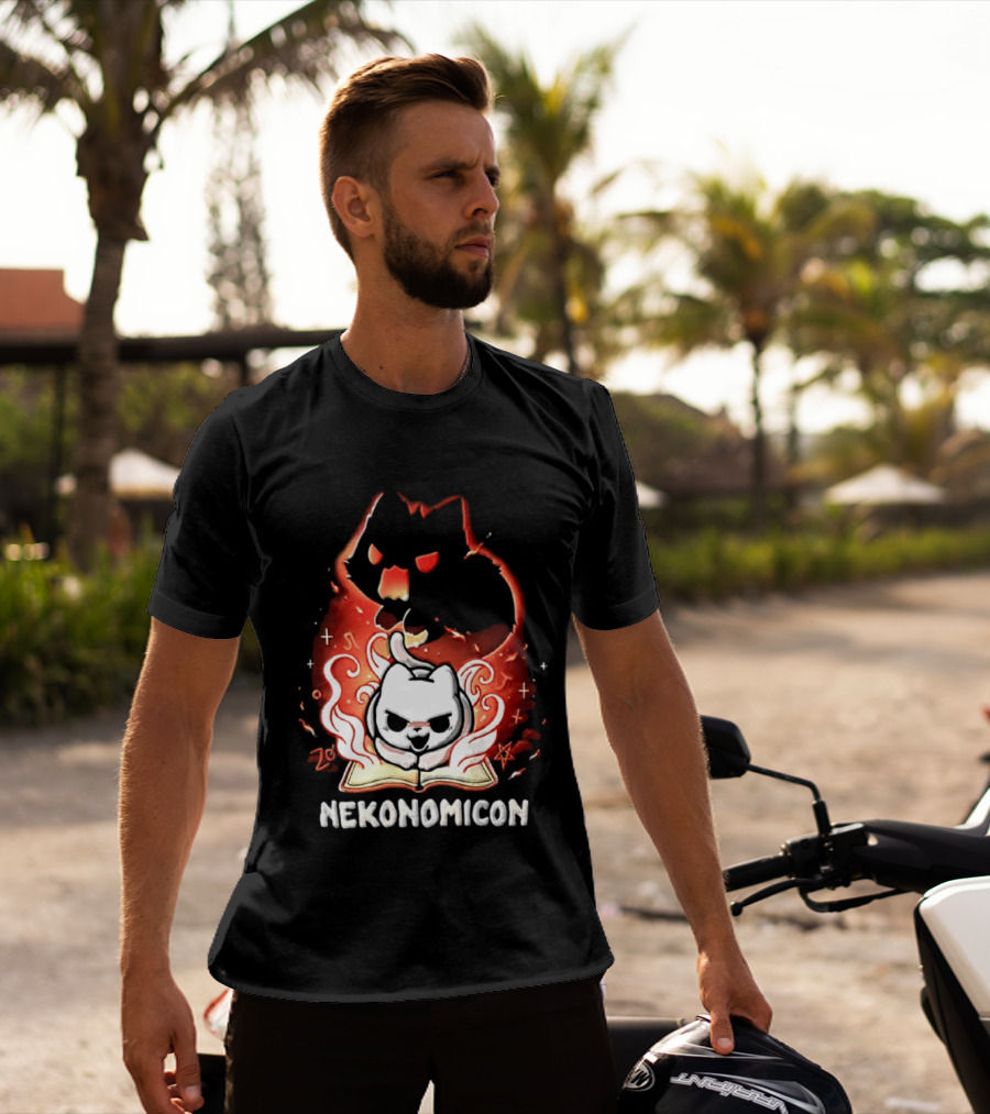 Nekonomicon Cat Summoning Dark Spirit Horror Occult Magic Spell Book T-Shirt