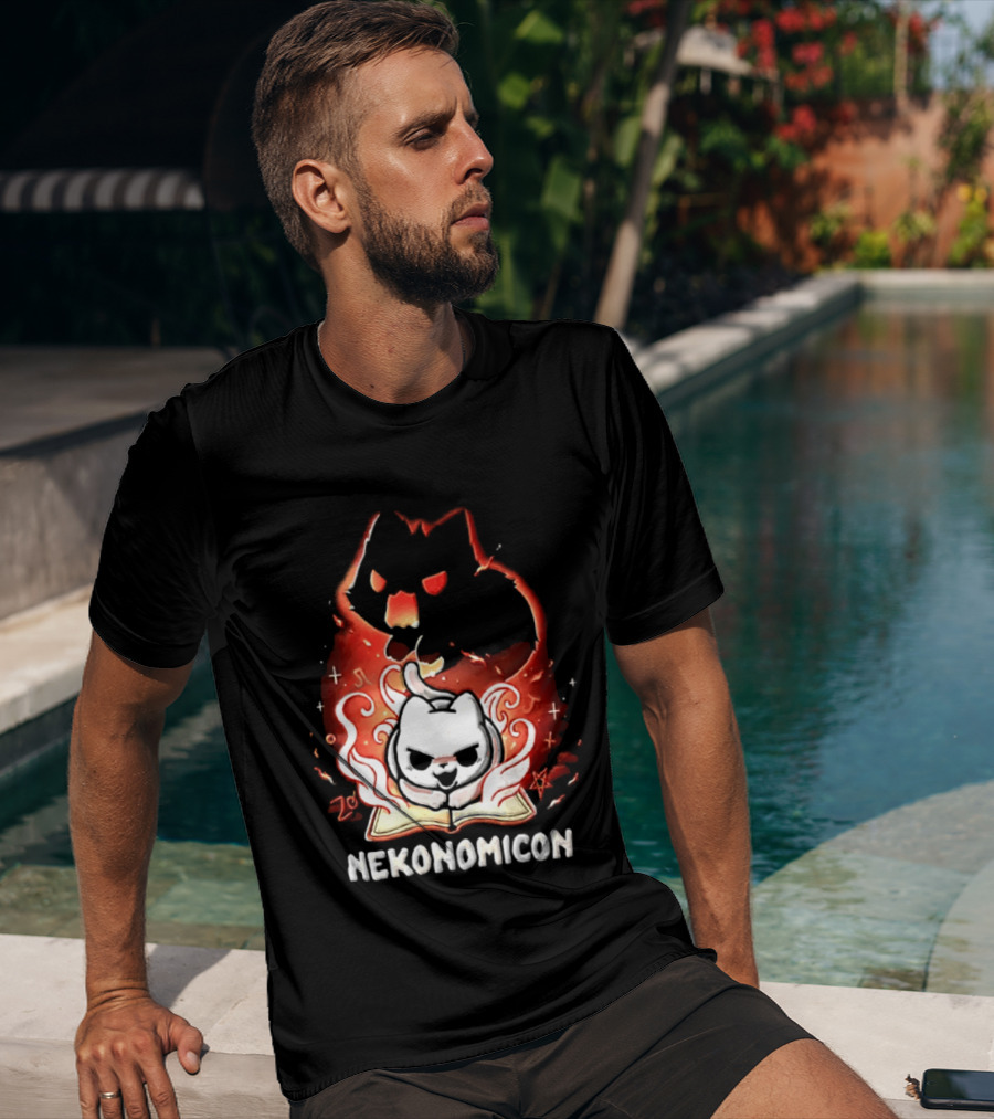 Nekonomicon Cat Summoning Dark Spirit Horror Occult Magic Spell Book T-Shirt