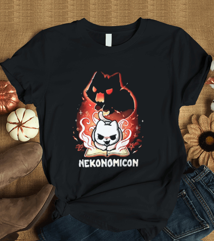 Nekonomicon Cat Summoning Dark Spirit Horror Occult Magic Spell Book T-Shirt