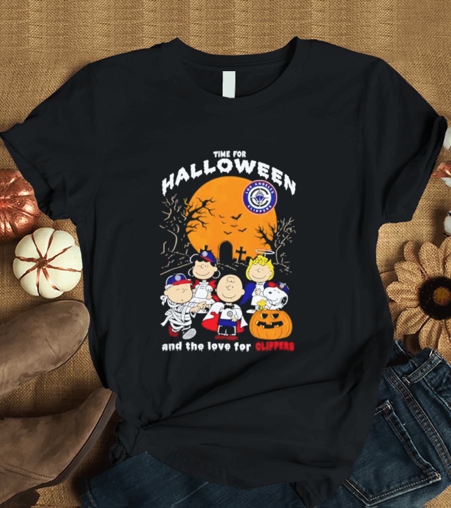Peanuts Gang Time For Halloween Los Angeles Clippers Pumpkin Fun T-Shirt