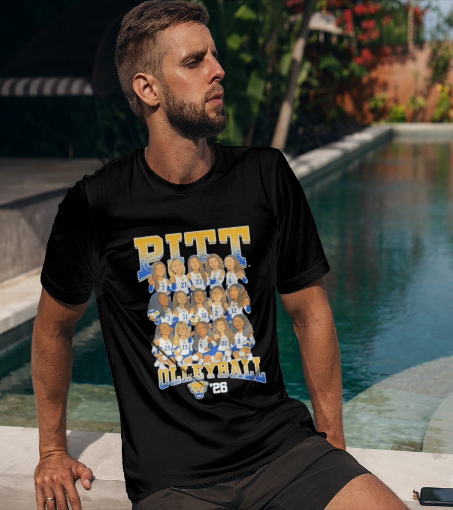 Pitt Volleyball 2026 Team Caricature Panthers T-Shirt