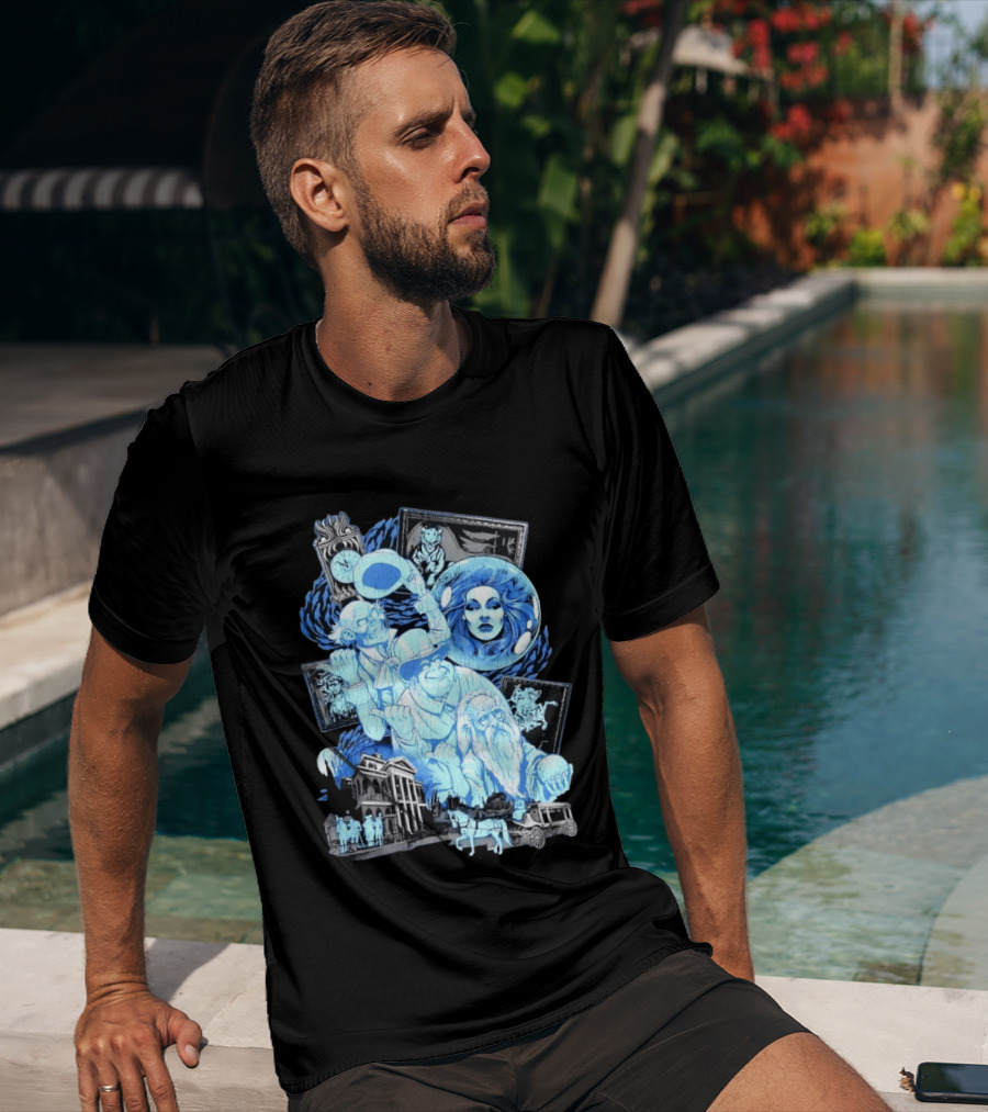 The Haunted Mansion Ghostly Spirits Madame Leota Hitchhiking Ghosts And Doom Buggy T-Shirt