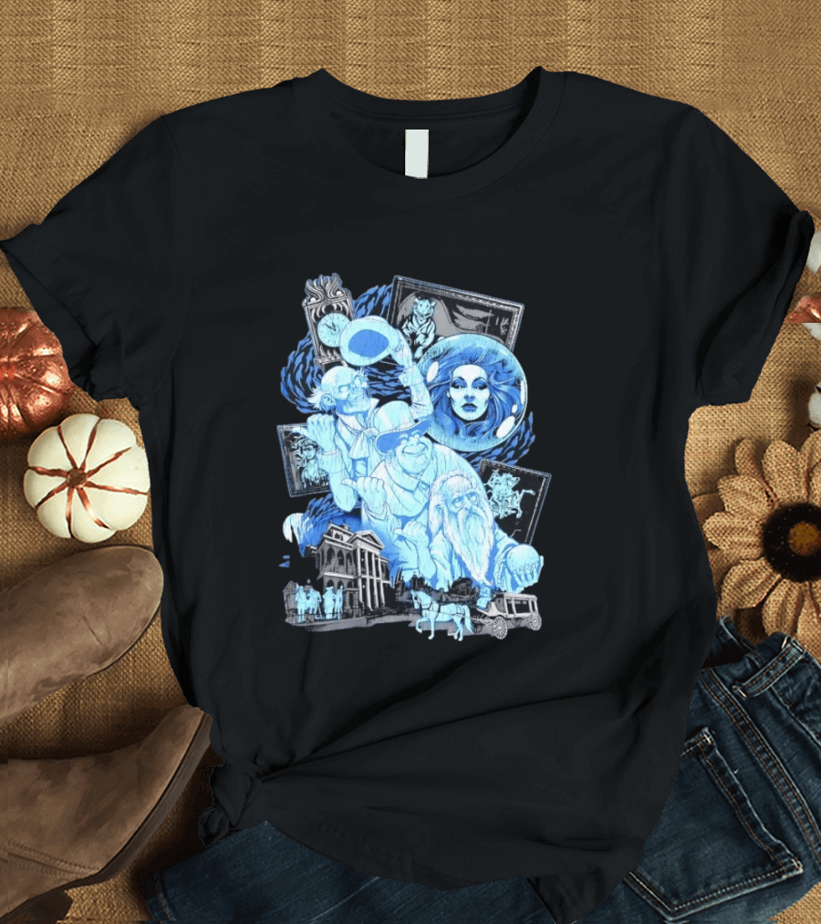 The Haunted Mansion Ghostly Spirits Madame Leota Hitchhiking Ghosts And Doom Buggy T-Shirt