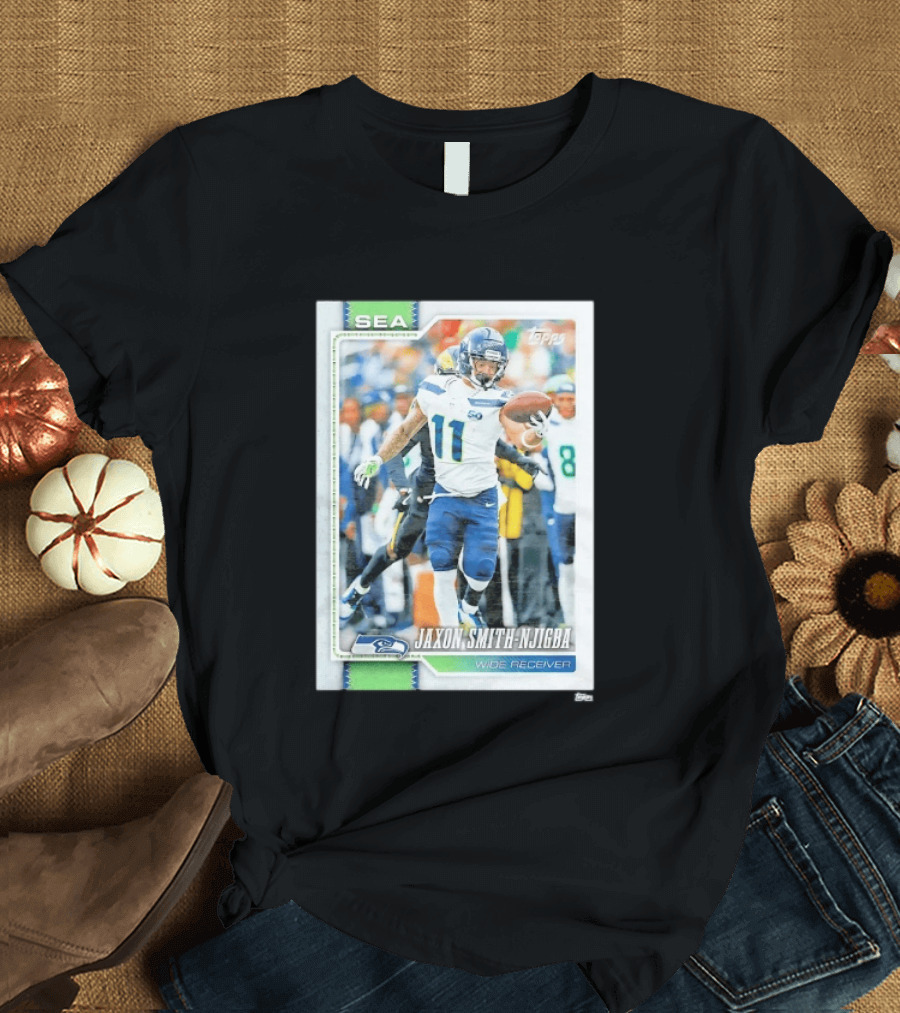 SEA Seahawks Jaxon Smith Njigba Topps Wide Receiver Trading Card T-Shirt
