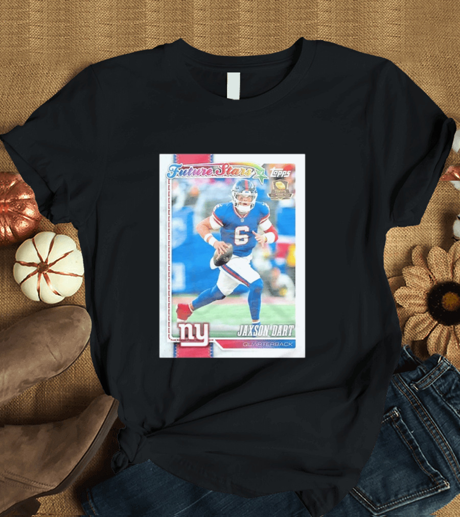 Future Stars Jaxson Dart New York Giants Quarterback Topps Card T-Shirt