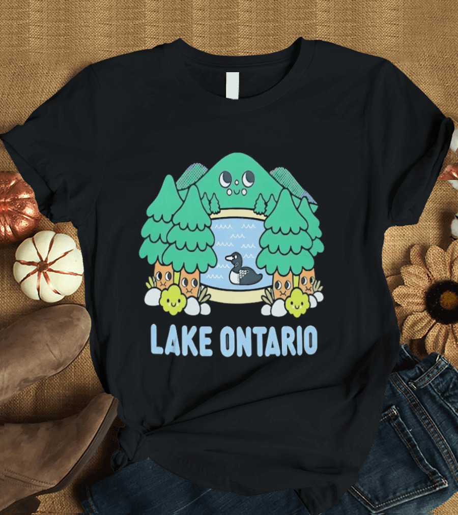 Lake Ontario Cute Forest Creature And Goose Scene T-Shirt