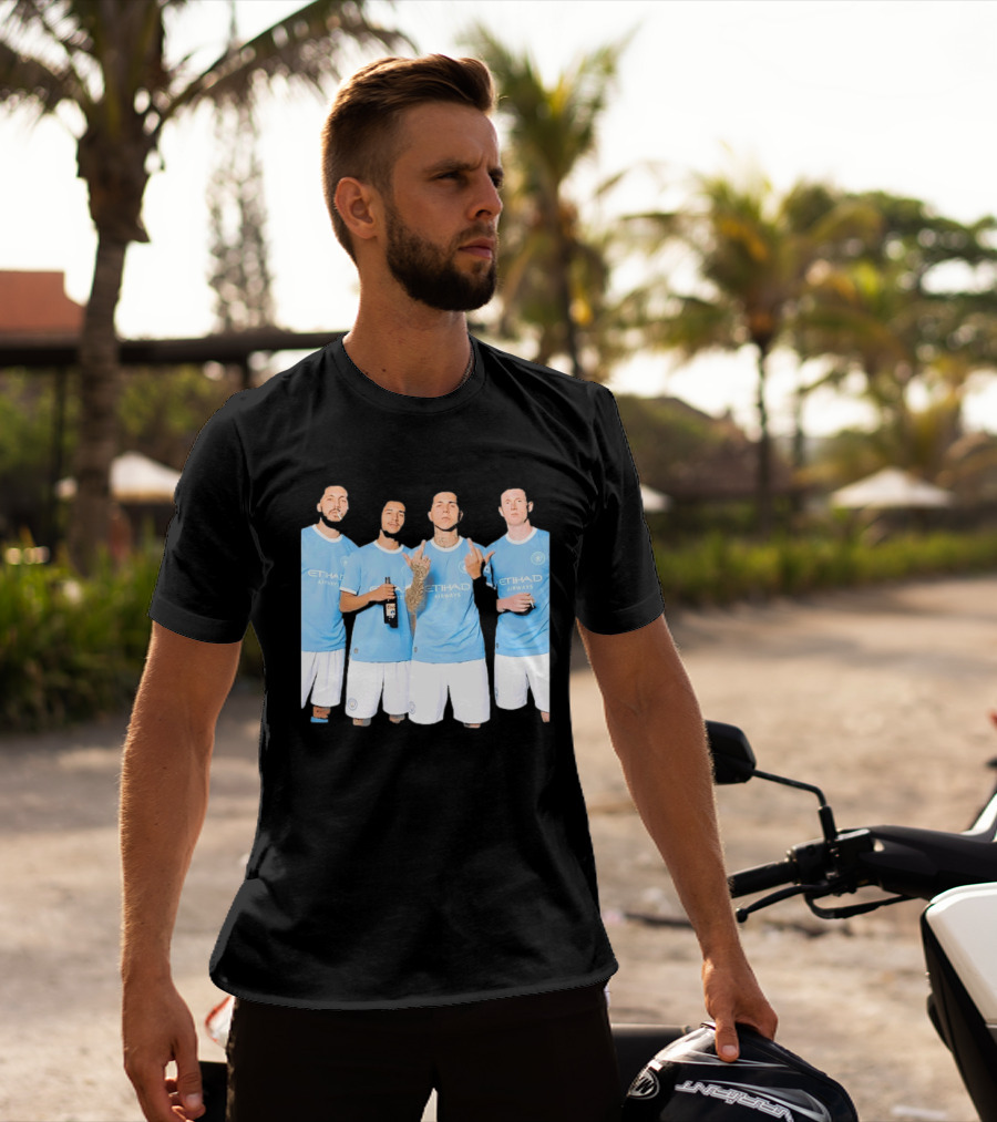 Manchester City Etihad Airways Kit Players Bottle Pose T-Shirt