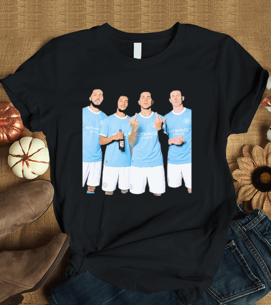 Manchester City Etihad Airways Kit Players Bottle Pose T-Shirt