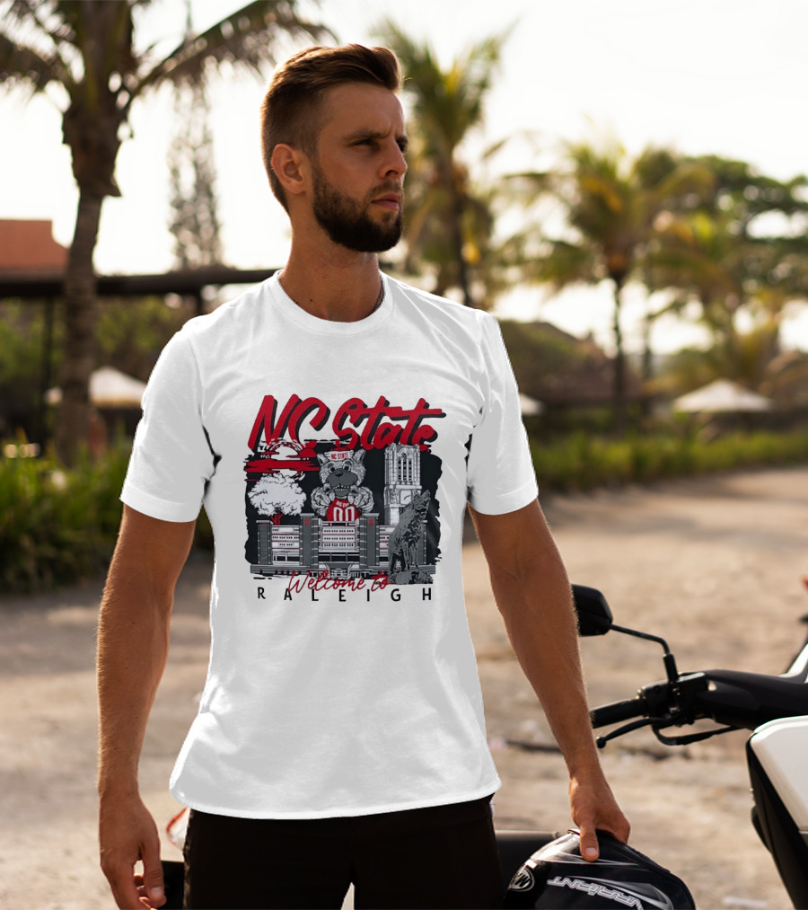 NC State Wolfpack Welcome To Raleigh Rooftop Skyline Sports Fan Gear T-Shirt