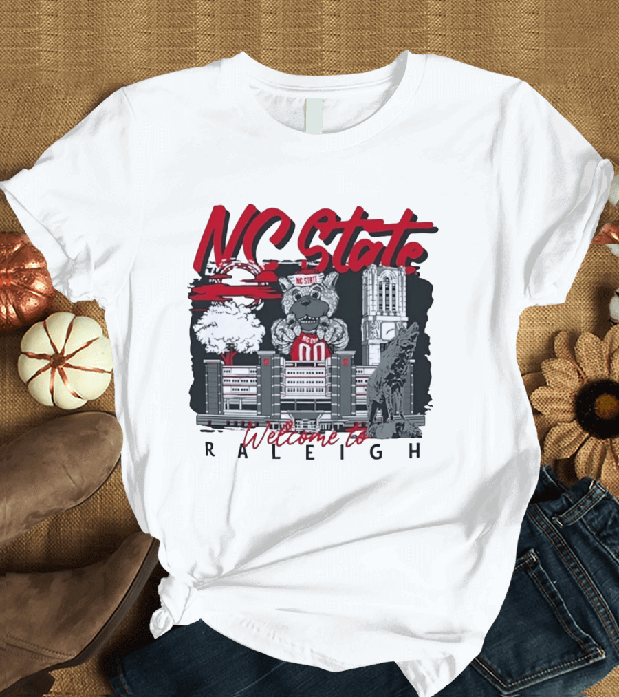 NC State Wolfpack Welcome To Raleigh Rooftop Skyline Sports Fan Gear T-Shirt
