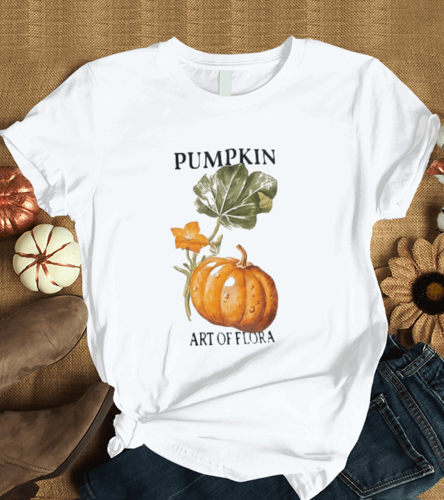 Pumpkin Art Of Flora Botanical Nature Harvest T-Shirt