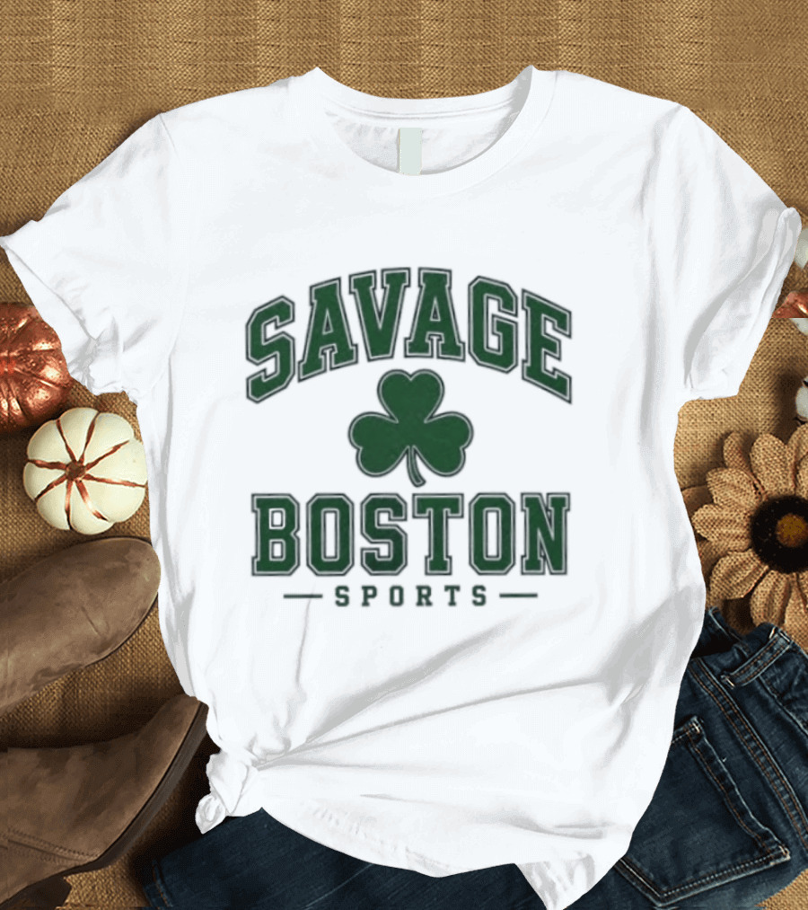 Savage Boston Sports Shamrock Bold Green T-Shirt