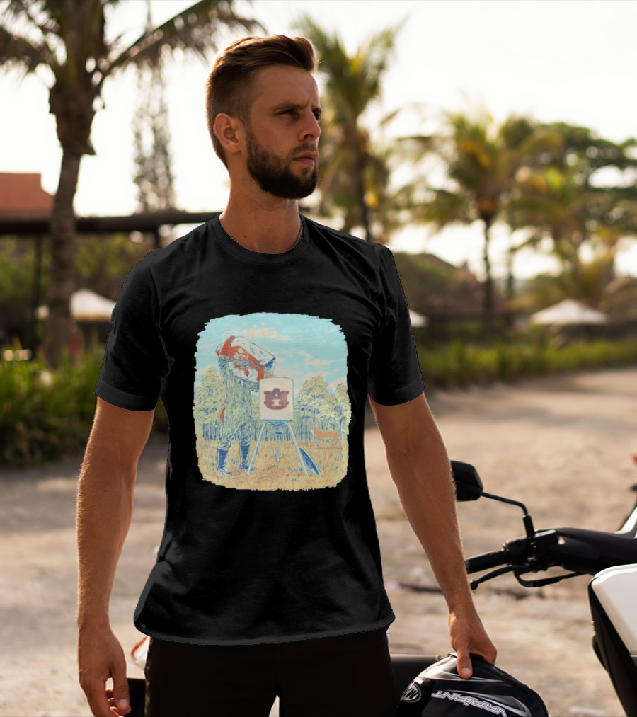 Aubie The Tiger Auburn University Deer Hunting Scene With Feeder And Deer T-Shirt