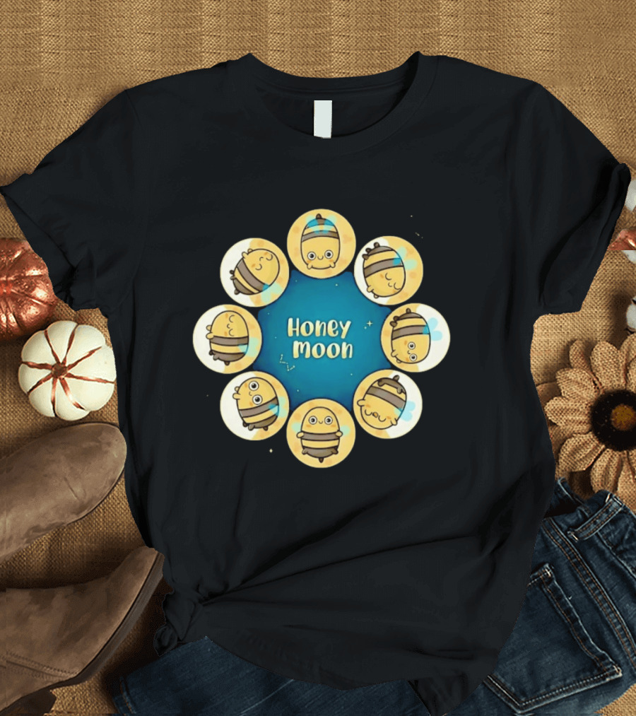 Honey Moon Bee Phases Astronomical Nature Cycle T-Shirt