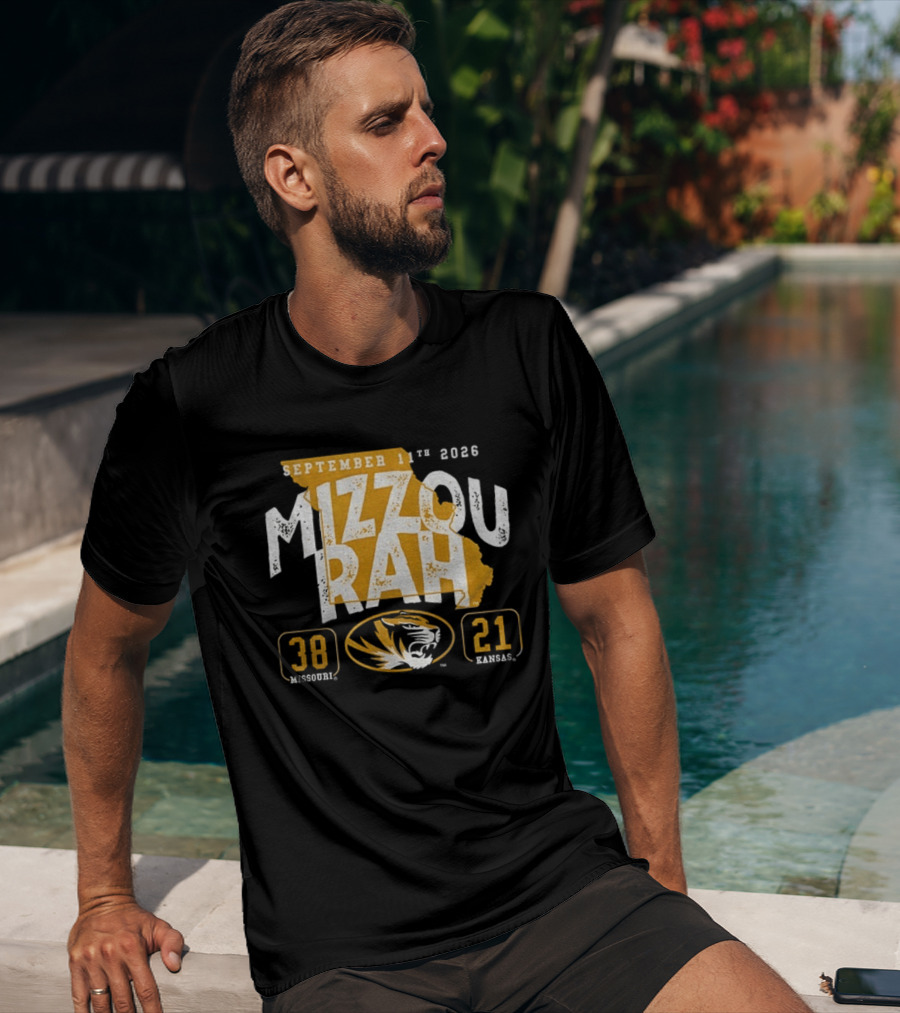 Missouri Tigers 38 Vs Kansas Jayhawks 21 Mizzou Rah September 11th 2026 T-Shirt