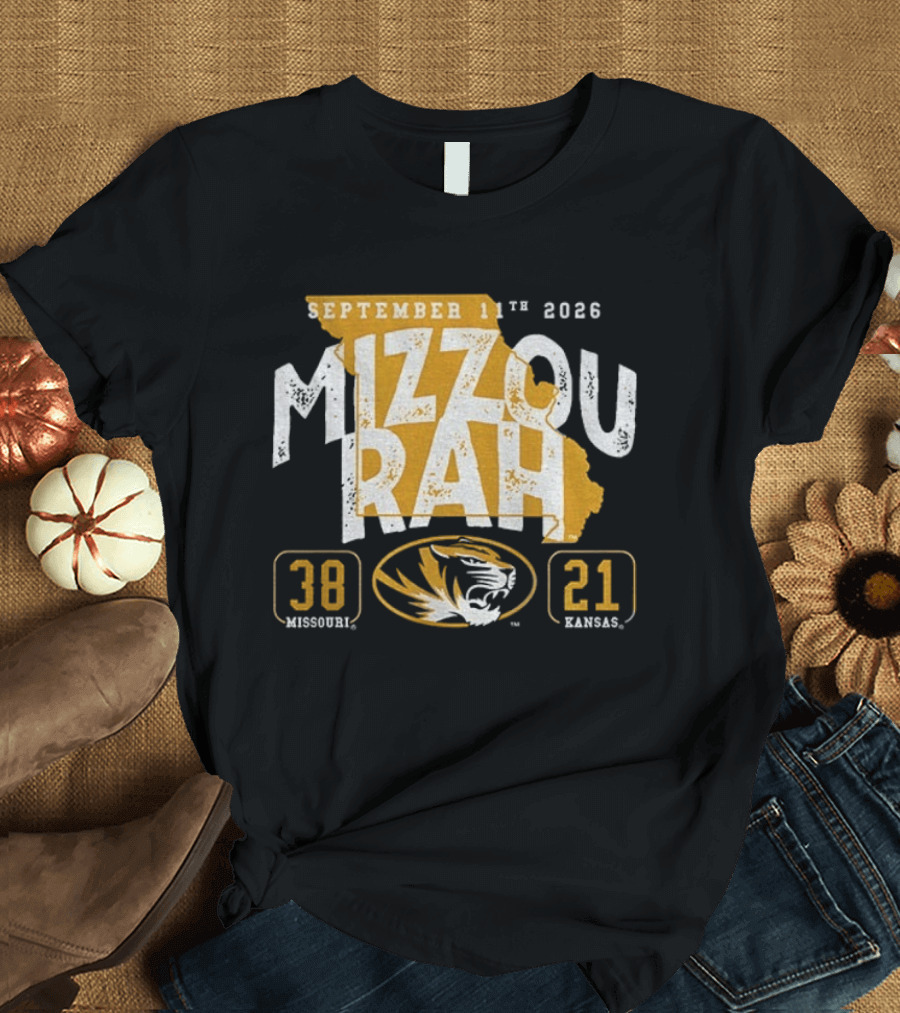Missouri Tigers 38 Vs Kansas Jayhawks 21 Mizzou Rah September 11th 2026 T-Shirt