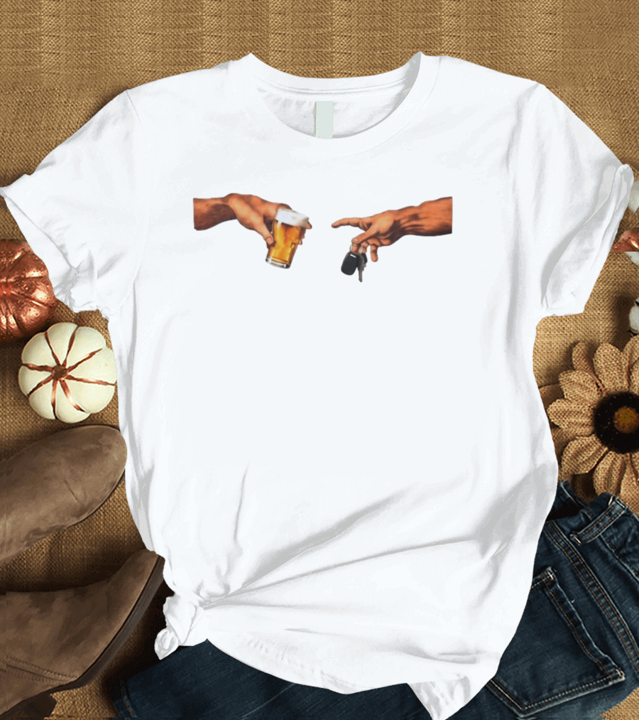 Creation Of Adam Beer Handing Over Car Keys T-Shirt