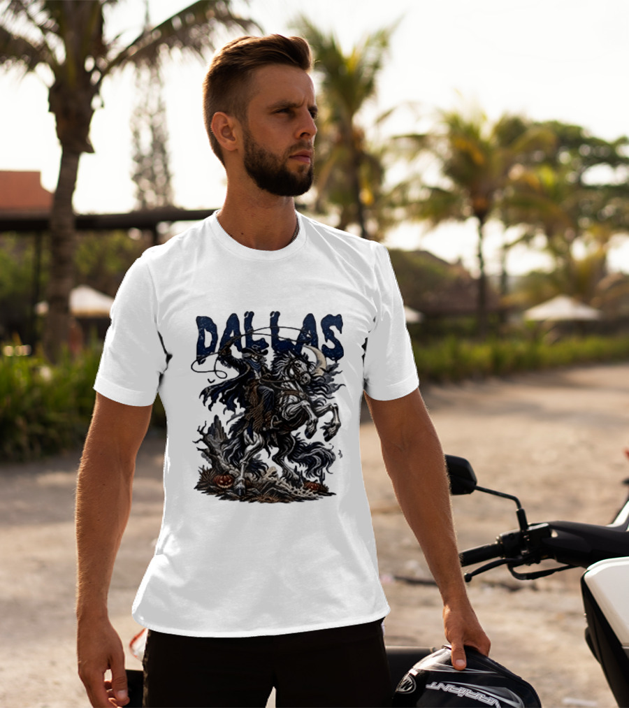 Dallas Cowboys Skeleton Horse Rider Halloween T-Shirt