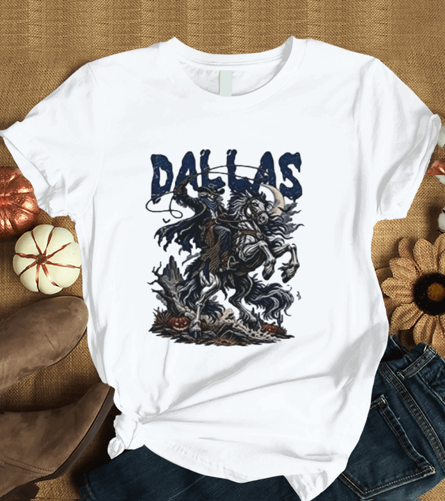 Dallas Cowboys Skeleton Horse Rider Halloween T-Shirt
