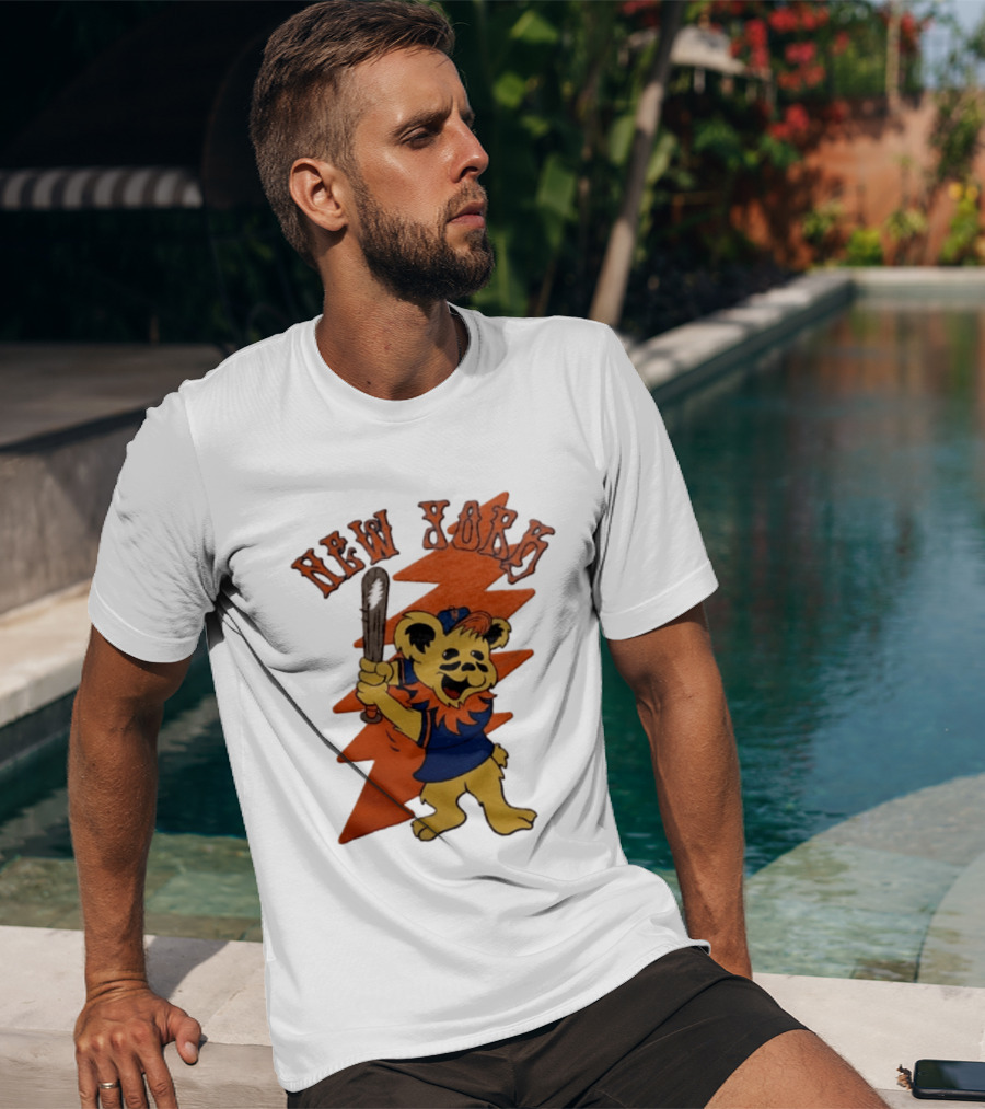 New York Grateful Dead Dancing Bear Batting Baseball Mets MLB T-Shirt