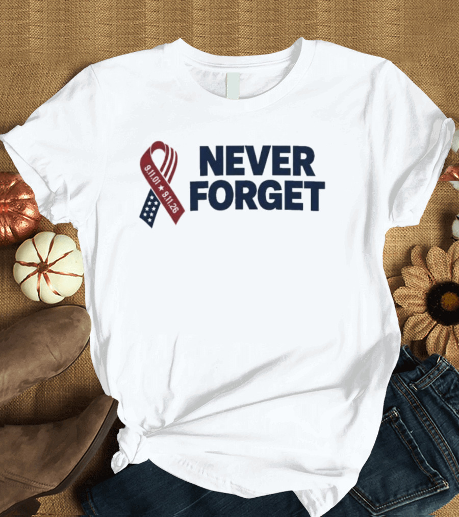 Jim Harbaugh Never Forget 911 Memorial Ribbon T-Shirt