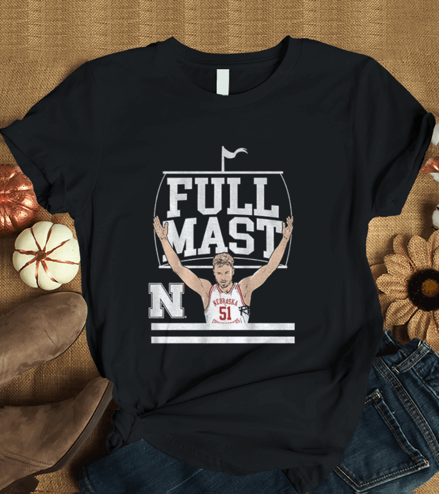 Rienk Mast 51 Full Mast Nebraska Cornhuskers Basketball Cartoon T-Shirt