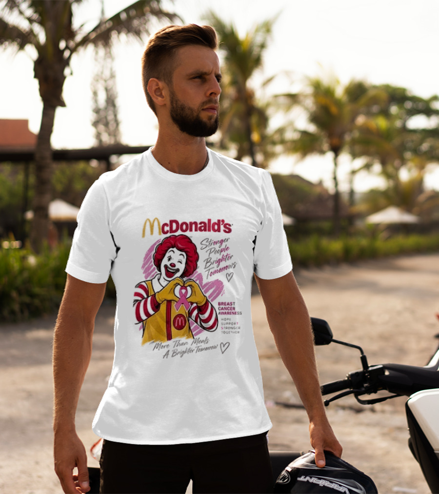 McDonald's Ronald McDonald Breast Cancer Awareness "More Than Meals A Brighter Tomorrow" Pink Ribbon T-Shirt