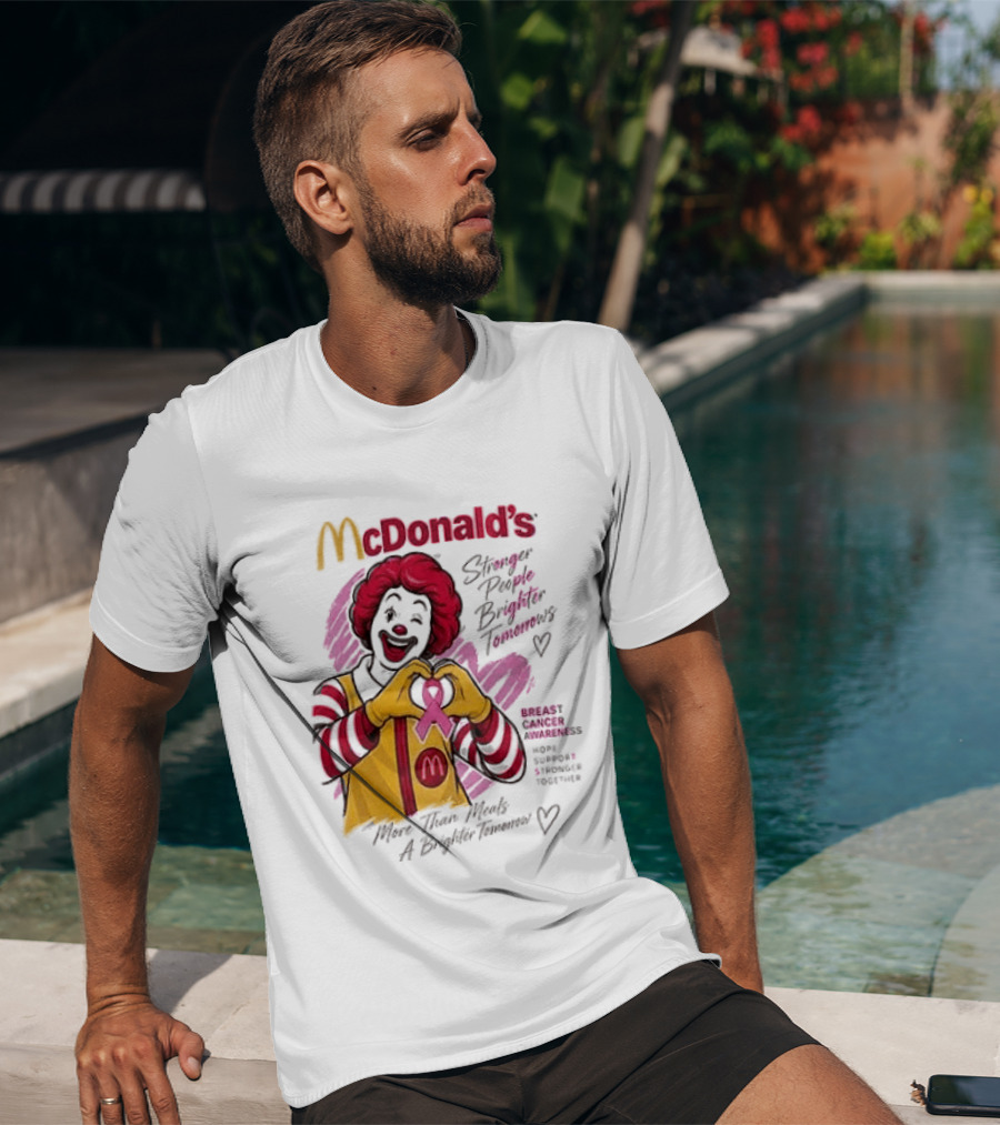 McDonald's Ronald McDonald Breast Cancer Awareness "More Than Meals A Brighter Tomorrow" Pink Ribbon T-Shirt