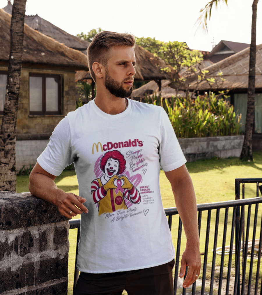 McDonald's Ronald McDonald Breast Cancer Awareness "More Than Meals A Brighter Tomorrow" Pink Ribbon T-Shirt