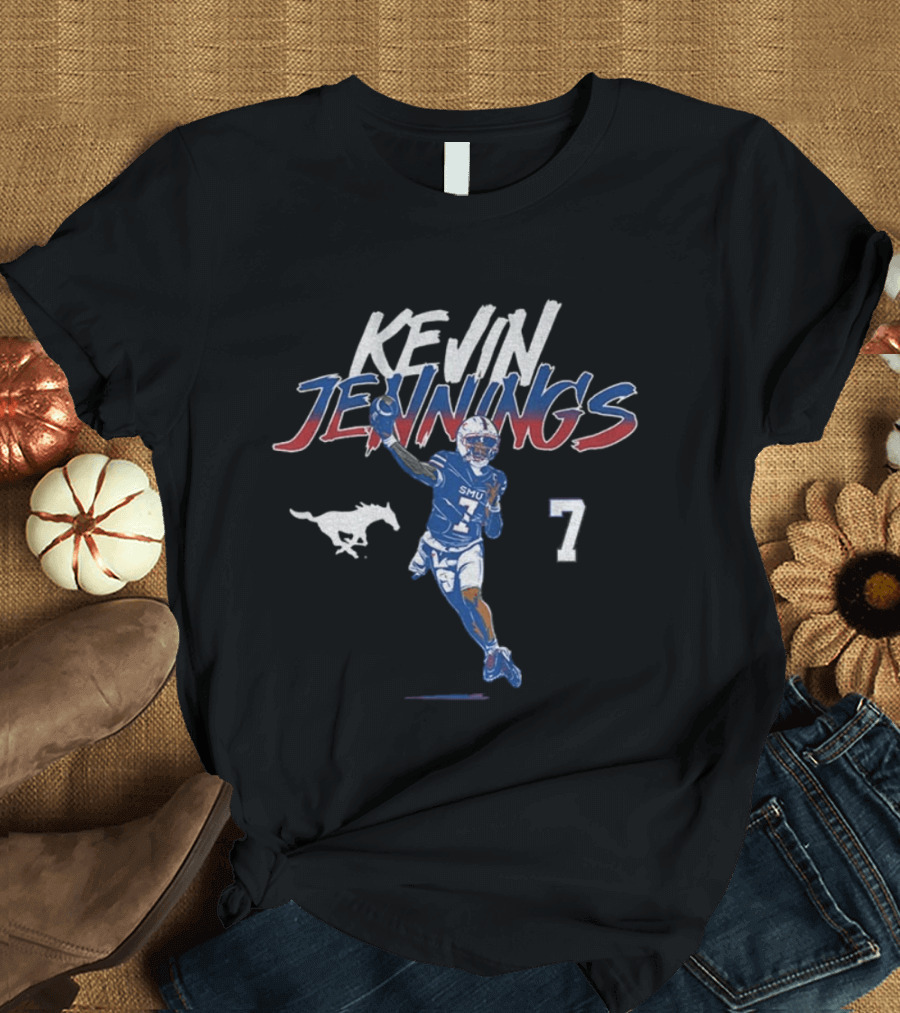 SMU Mustangs Kevin Jennings 7 Football Player Pose T-Shirt