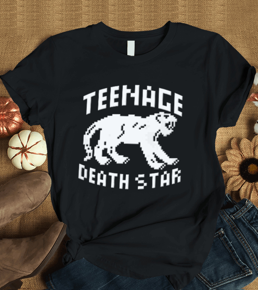 Teenage Death Star 8 Bit Pixelated White Panther T-Shirt