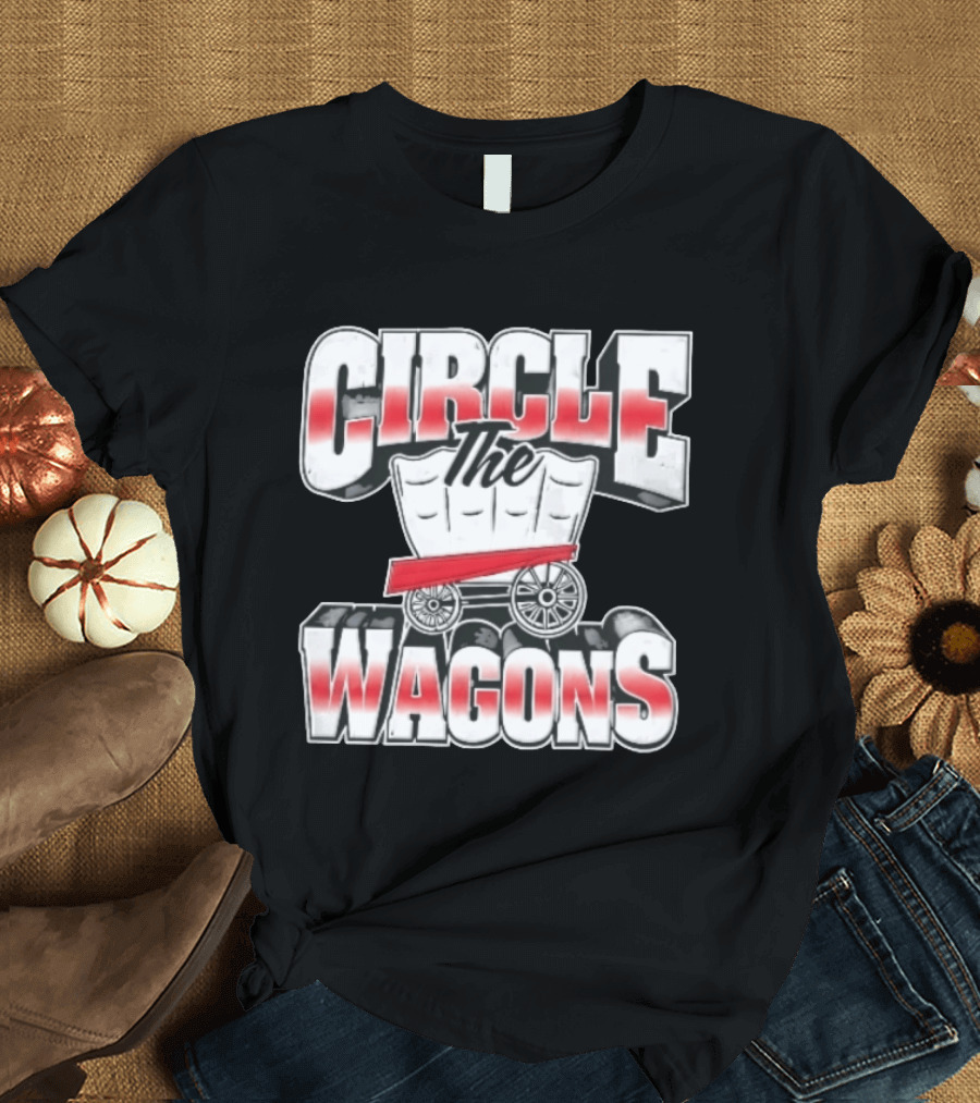 Circle The Wagons Pioneer Covered Wagon Red White 3D T-Shirt
